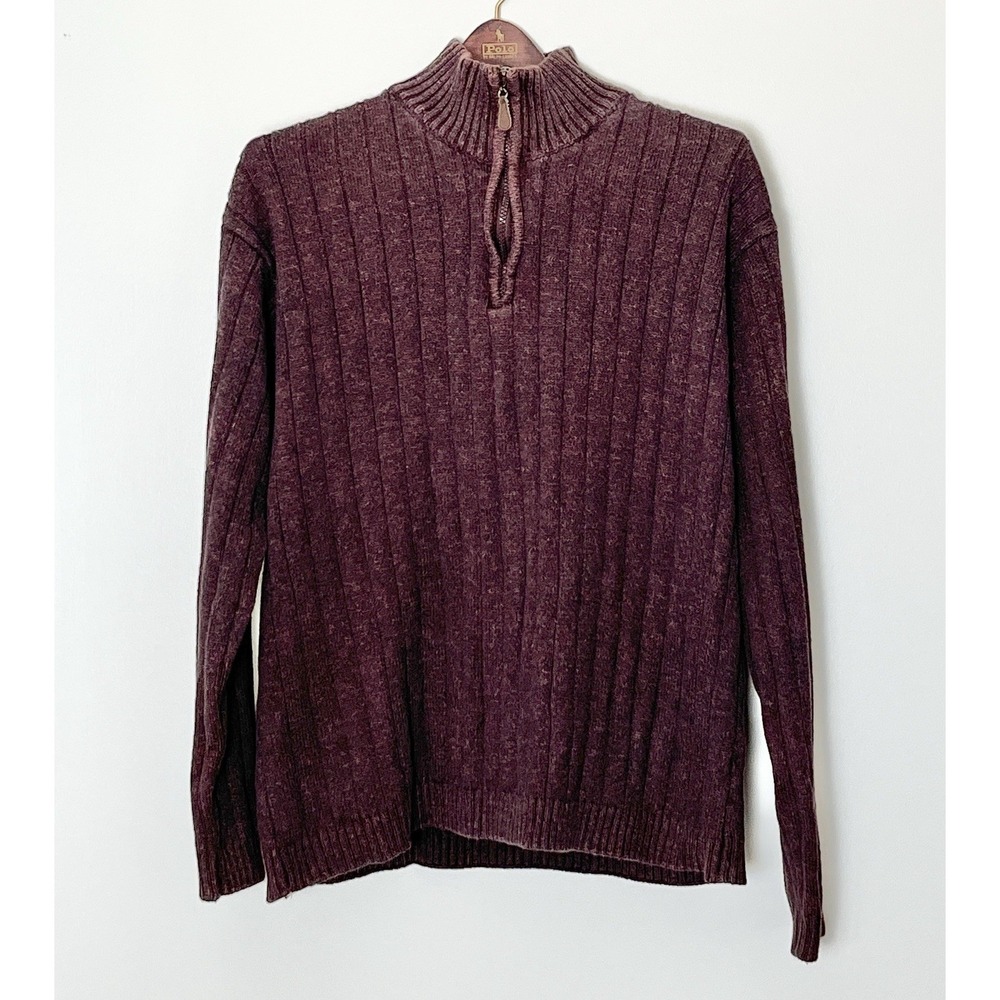 Oscar De La Renta 1/4 Zip Sweater Men's XXL Burgundy Professional Dark Academia